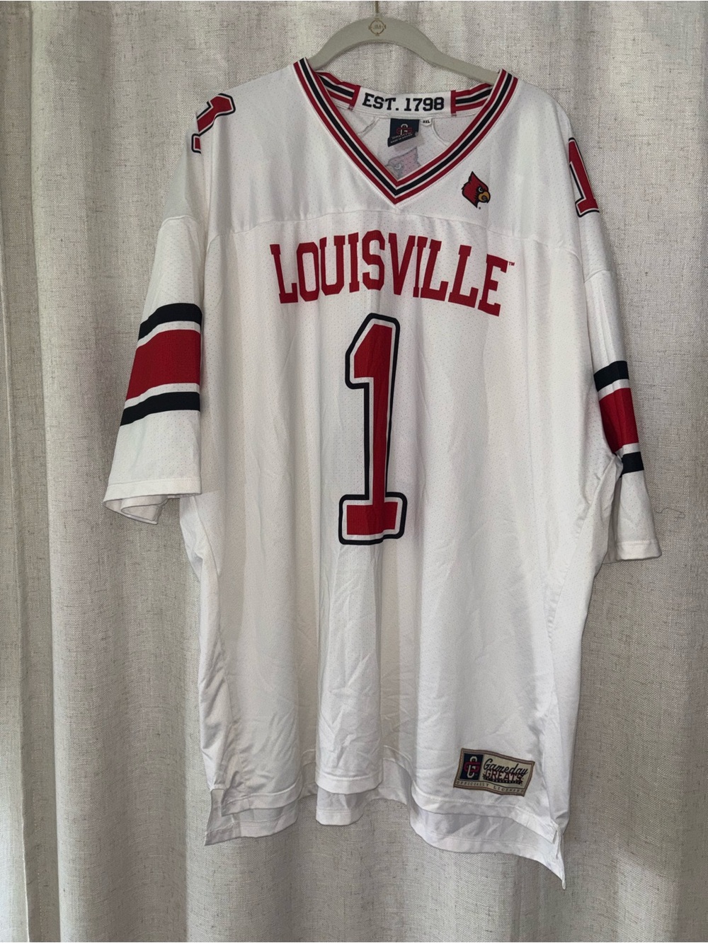 Louisville White & Red Team Jersey Shirt - #1